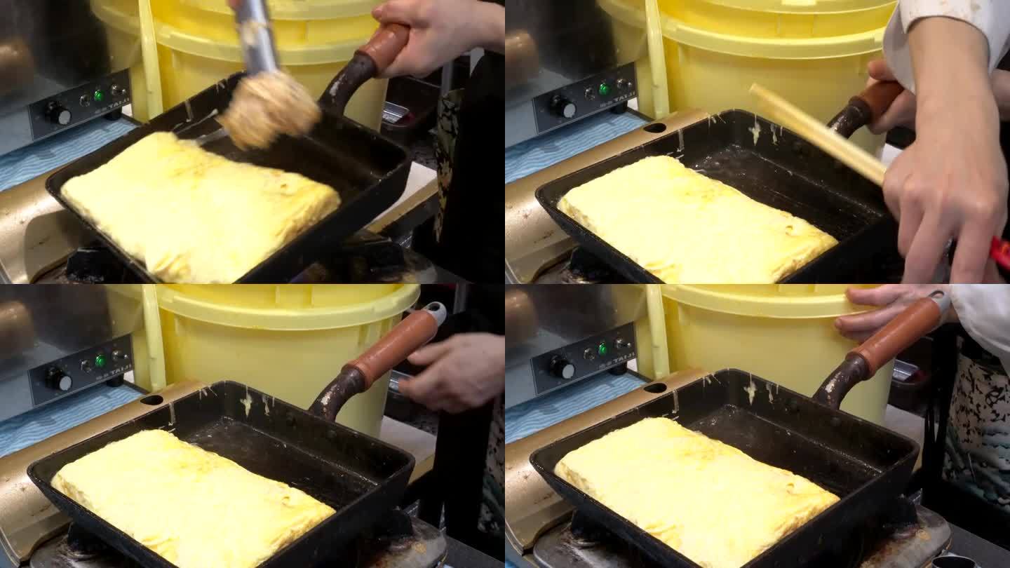 大阪市场制作的玉烧甜煎蛋