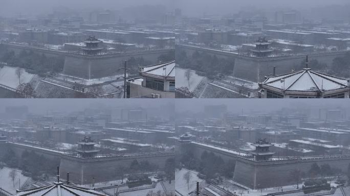 2024 西安 大雪 城墙 航拍