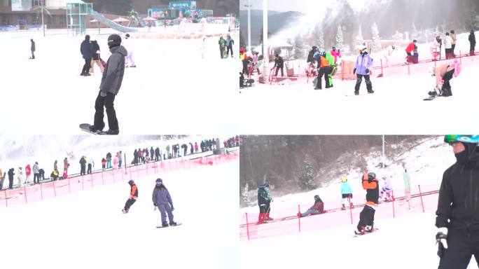 滑雪场 冬季冰雪季 单板双板滑雪.mp4
