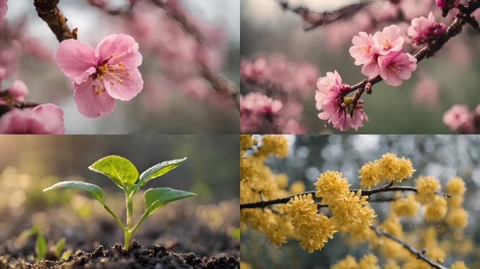 春天春分绿芽春暖花开鸟语花香万物复苏生机