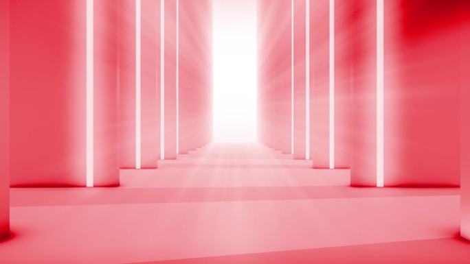 未来隧道(可循环)。照明走廊的概念，室内设计，宇宙飞船，抽象，科学，技术，科学，建筑，工业，红色，闪