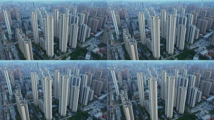城市小区高楼建筑群航拍空镜