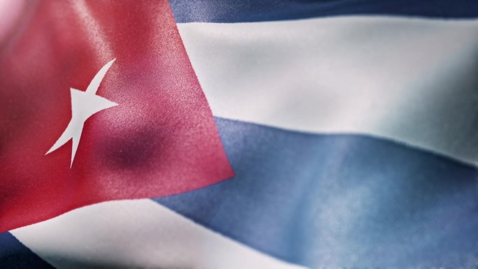 挥舞着古巴国旗。缓慢的运动。三维渲染