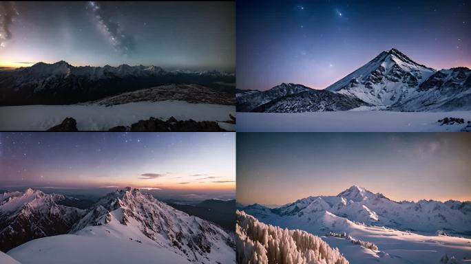 唯美星空山峰意境夜空背景合集