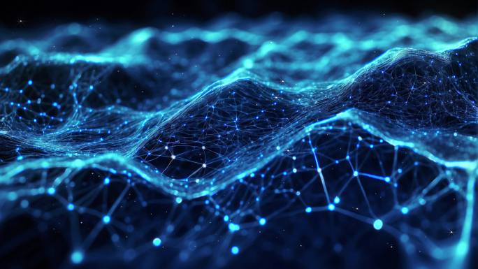 4K科技科幻虚拟数据传输传送粒子蓝色背景