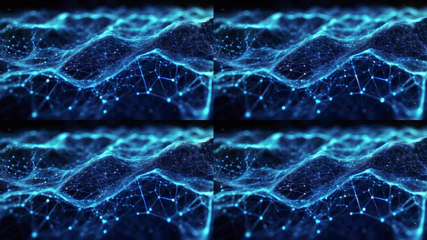 4K科技科幻虚拟数据传输传送粒子蓝色背景