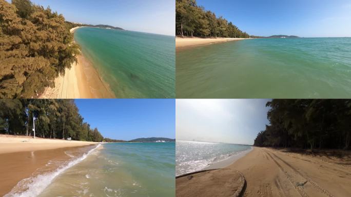 穿越机航拍4K海南三亚大海沙滩海边风景