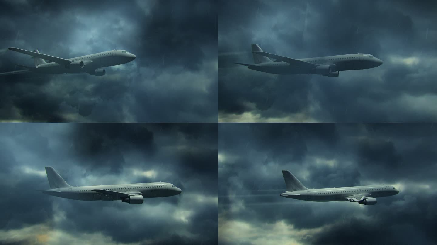 飞机穿过乌云