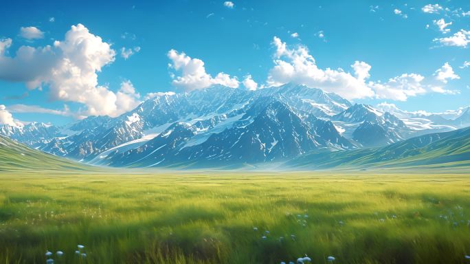 青藏高原雪山湖泊草原