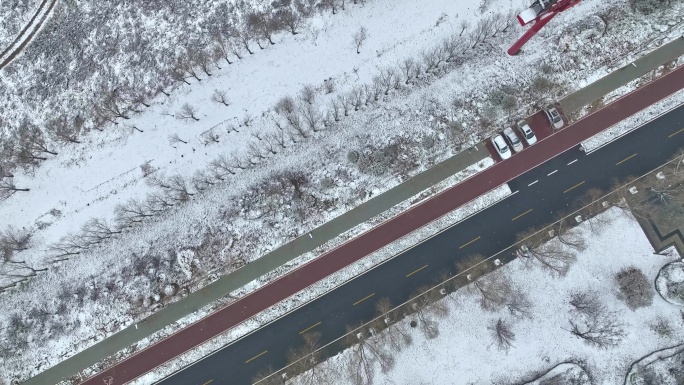 秦汉新城雪景航拍