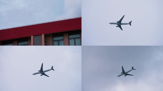 4K飞机从天空飞过-飞机起飞飞机降落航班