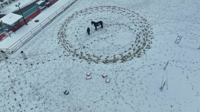 秦汉国际马术中心雪景航拍