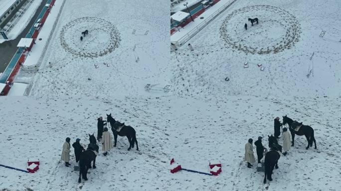 秦汉国际马术中心雪景航拍