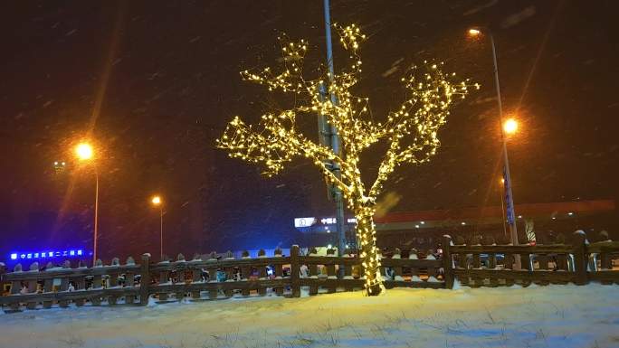 北京雪夜灯笼彩灯