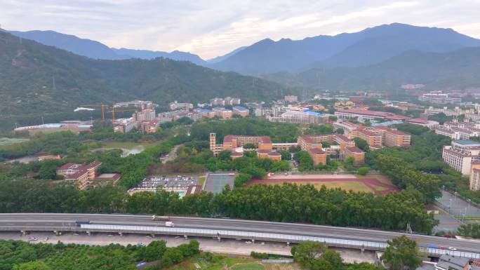 福州闽江学院旗山校区航拍校园风景风光福建