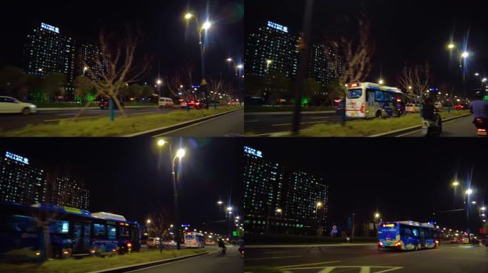 城市夜晚马路夜景汽车窗外的风景视频素材4