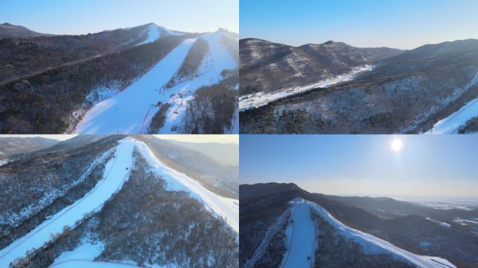 东北亚滑雪场 雪道山峰 滑雪景色