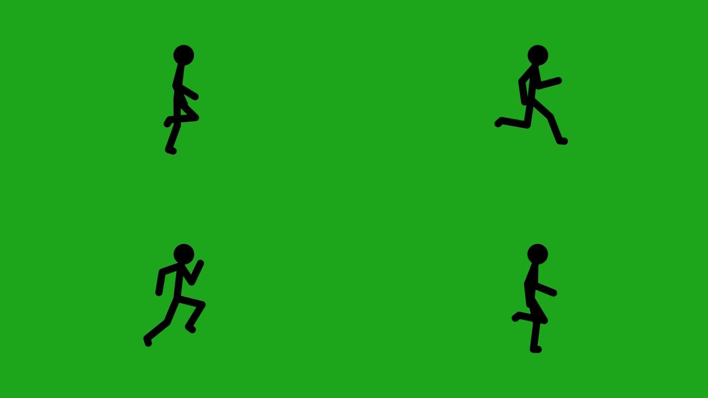 奔跑的人动画绿屏运动图形
