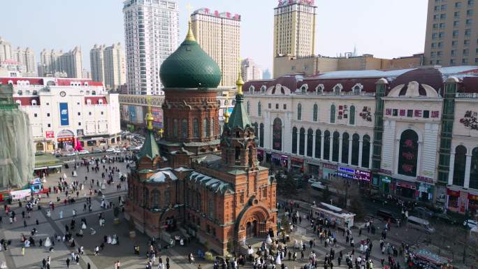 索菲亚教堂 哈尔滨 中央大街 北方冬季