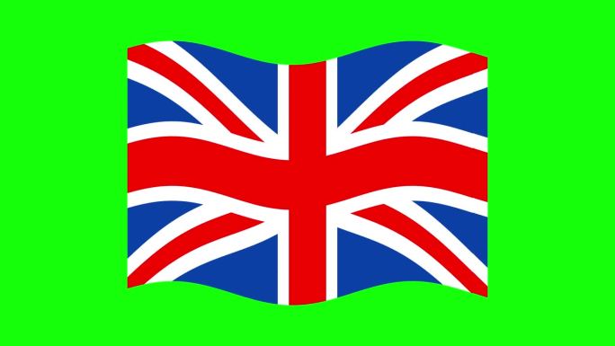 英国国旗。无缝循环动画。挥舞着英国国旗。简单矢量运动图形。4K高清视频。在色度键上隔离
