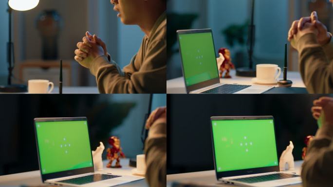 办公 聊天 工作室 居家办公 绿屏抠像
