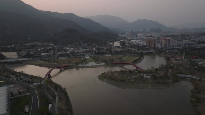 航拍福州高新区旗山湖美景