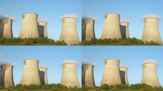 拉特克利夫一座燃煤发电站巨大的蒸汽冷却塔