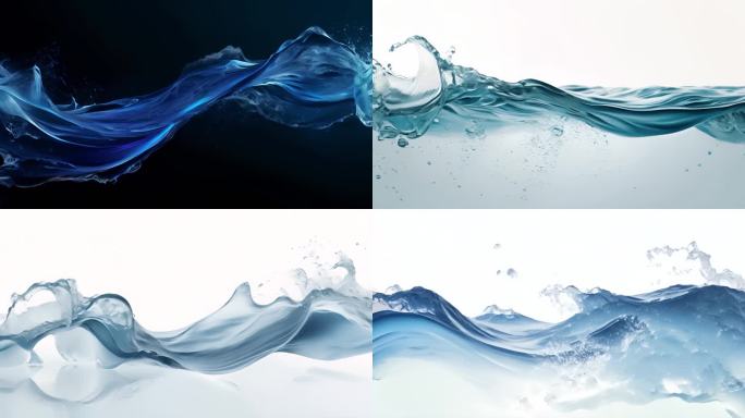 液体  流动 水  蓝色 波纹 超级慢镜
