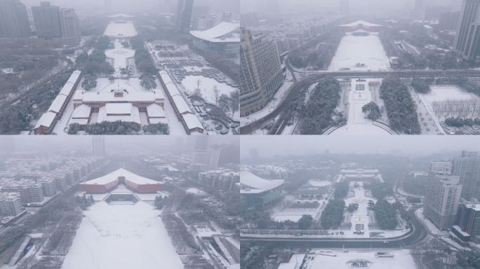 4k航拍武汉武昌阅马场首义公园大雪雪景