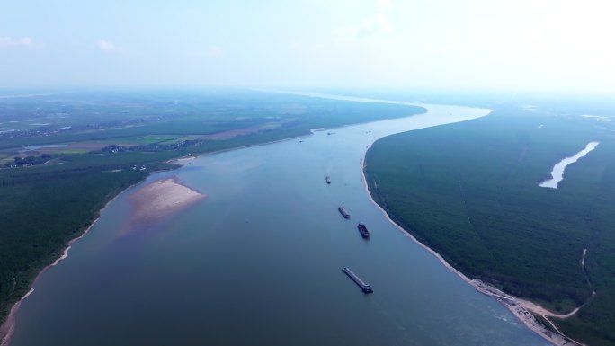 岳阳长江湖南段航拍