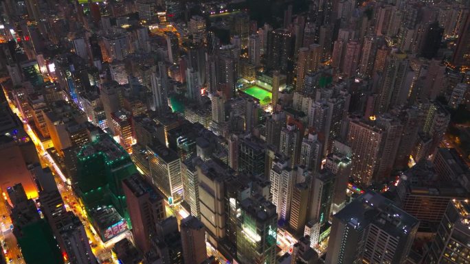 香港市区十字路口的无人机影像