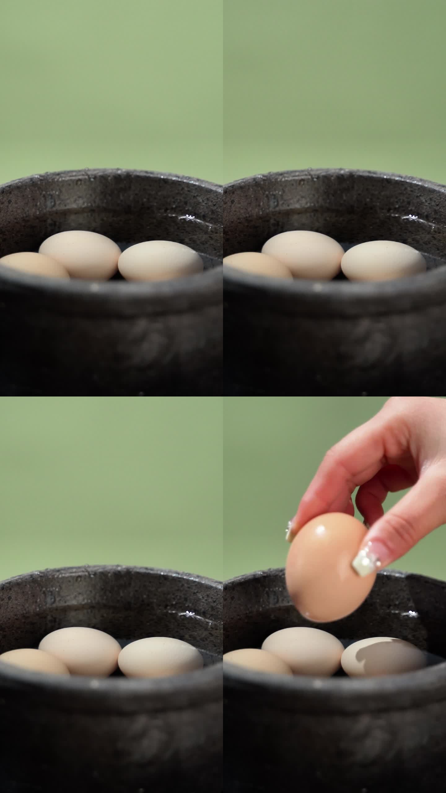 砂锅中放入新鲜鸡蛋