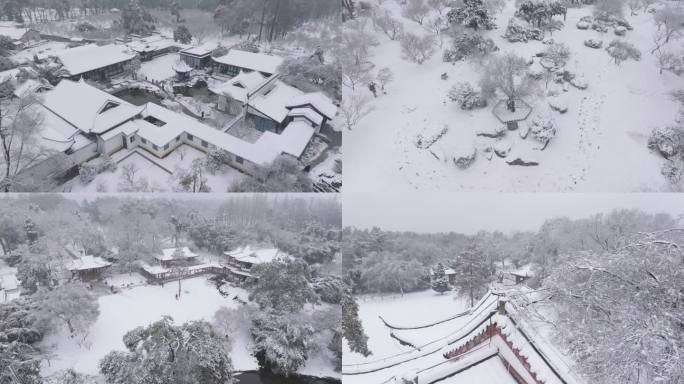 4k航拍武汉东湖磨山梅园大雪雪景