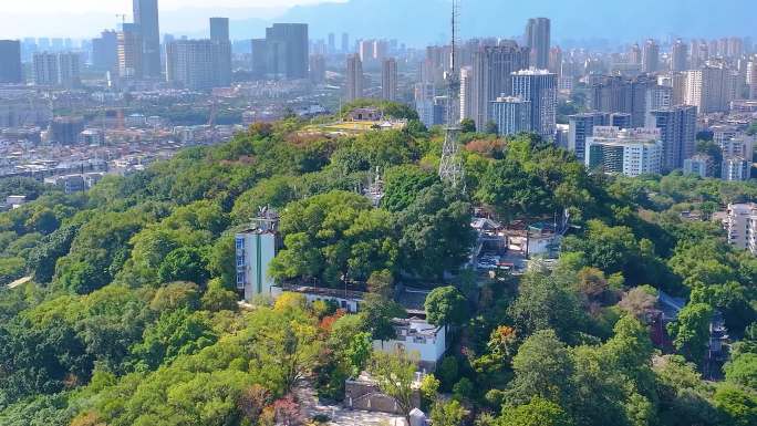 乌山历史风貌区风景区航拍福州鼓楼区乌山路