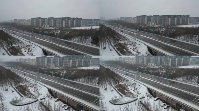 高速公路城市雪景