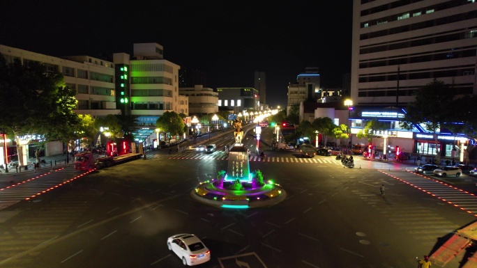 盐城大铜马夜晚市中心航拍