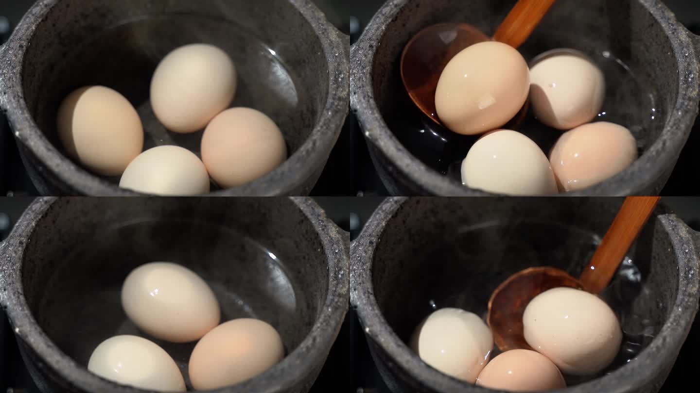 鸡蛋从砂锅中捞出