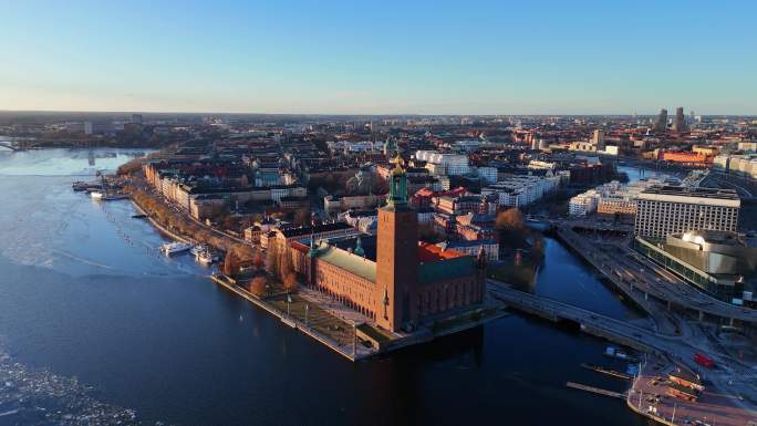 4K瑞典斯德哥尔摩航拍  瑞典首都