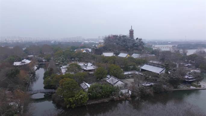 多角度镇江金山寺雪景