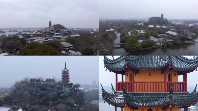 多角度镇江金山寺雪景