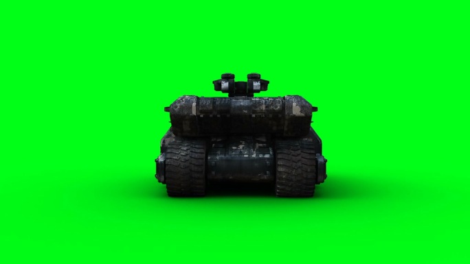 军用未来战斗车，坦克。逼真的4k动画。