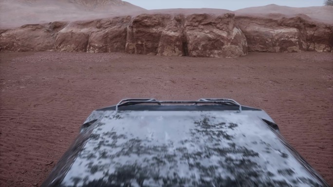 外星球上的电动探测车。火星表面。逼真的4k动画。