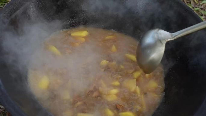 户外野餐 做饭 炒菜