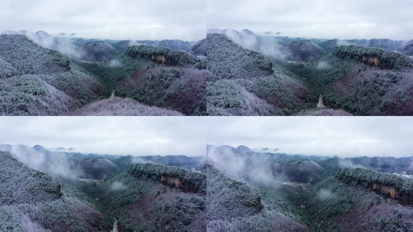 高清冬季高山雪景航拍