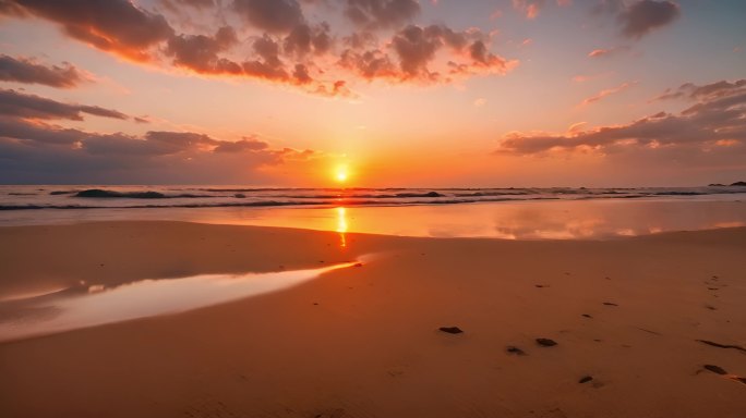 浪漫唯美的日落海滩美景视频