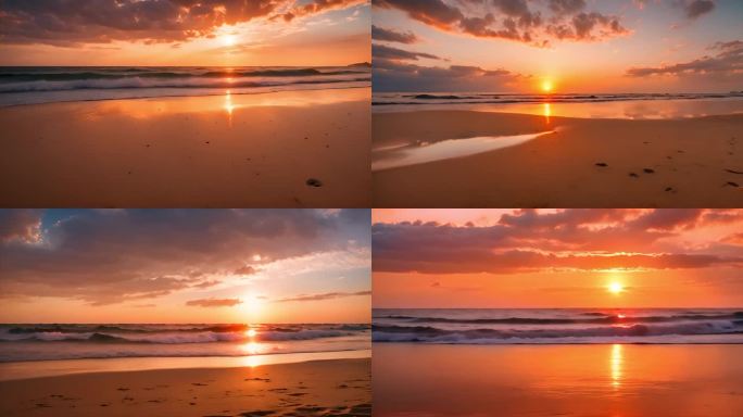 浪漫唯美的日落海滩美景视频