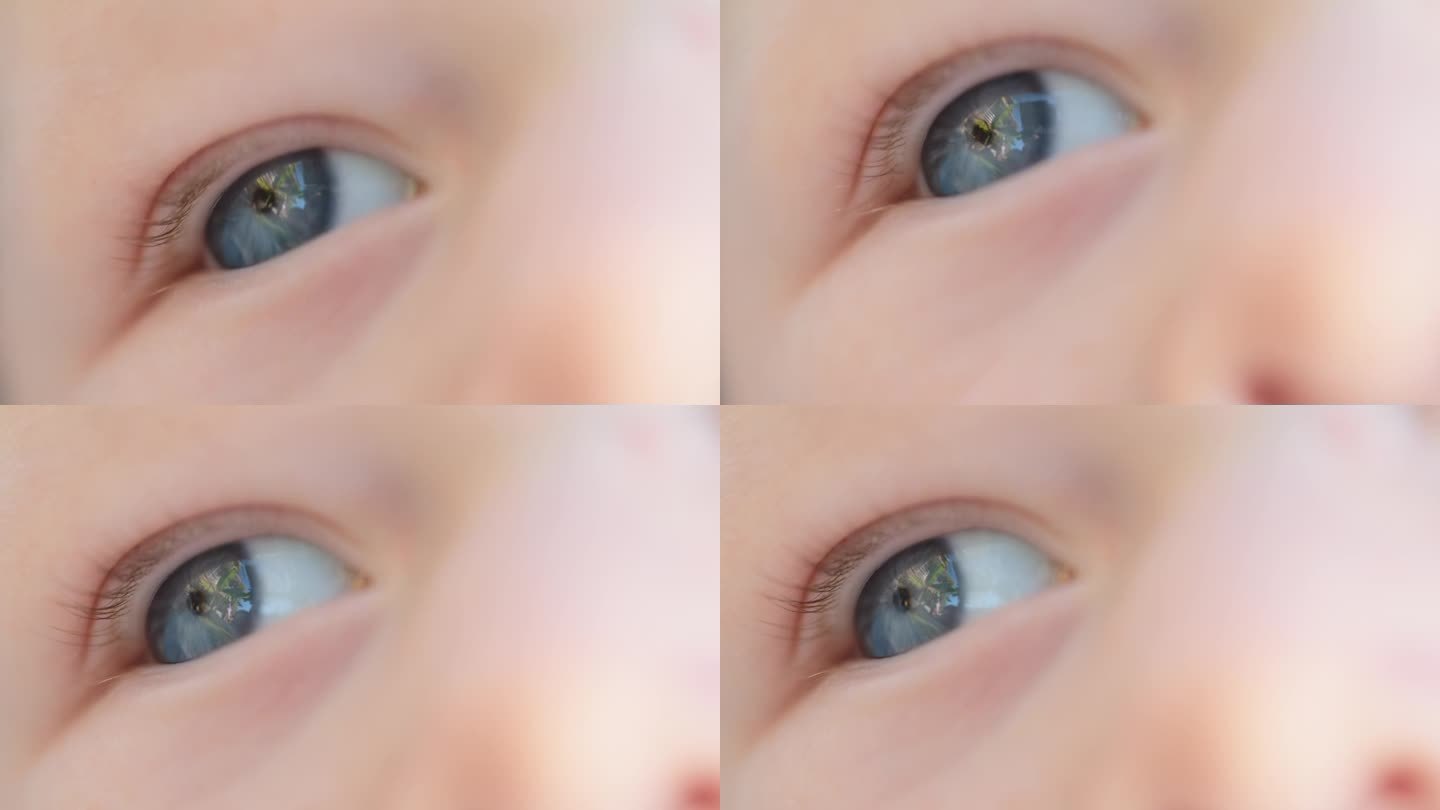 蓝眼睛望向别处的小男孩的超特写全画幅镜头