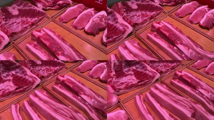 4K原创 猪肉 市场 卖猪肉 买猪肉