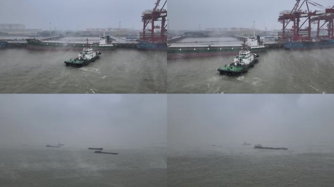 航拍长江大雾恶劣天气