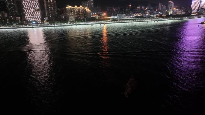 厦门思明区鼓浪屿航拍夜晚夜景福建城市风景